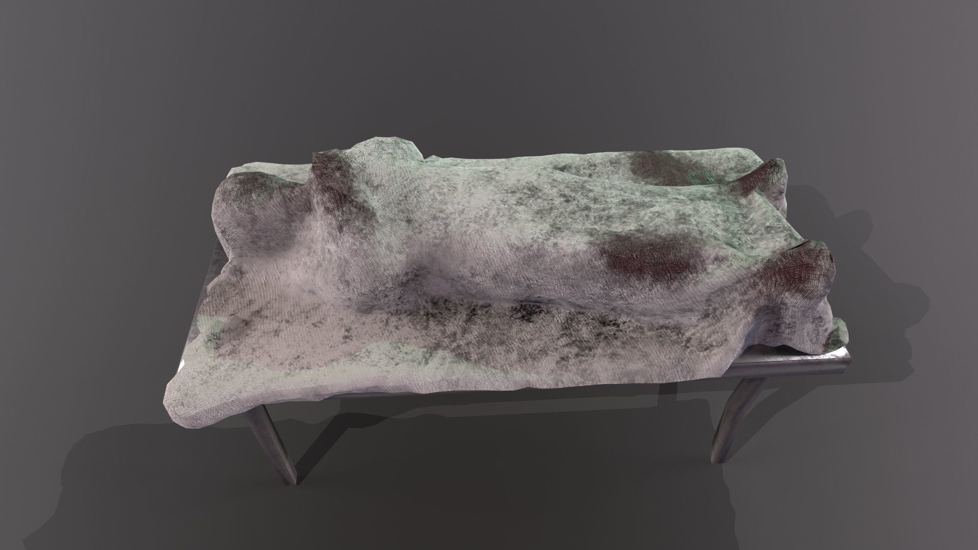 Dead body covered by blanket on an autopsy table PBR Low-poly 3D model_10