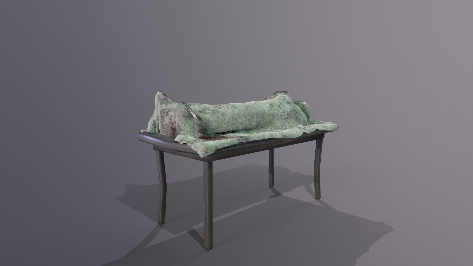 Dead body covered by blanket on an autopsy table PBR Low-poly 3D model_13