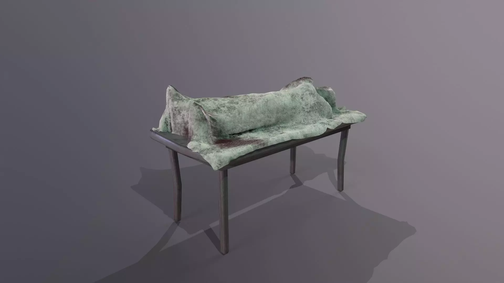 Dead body covered by blanket on an autopsy table PBR Low-poly 3D model_0