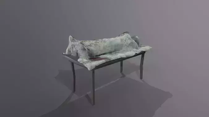 Dead body covered by blanket on an autopsy table PBR Low-poly 3D model