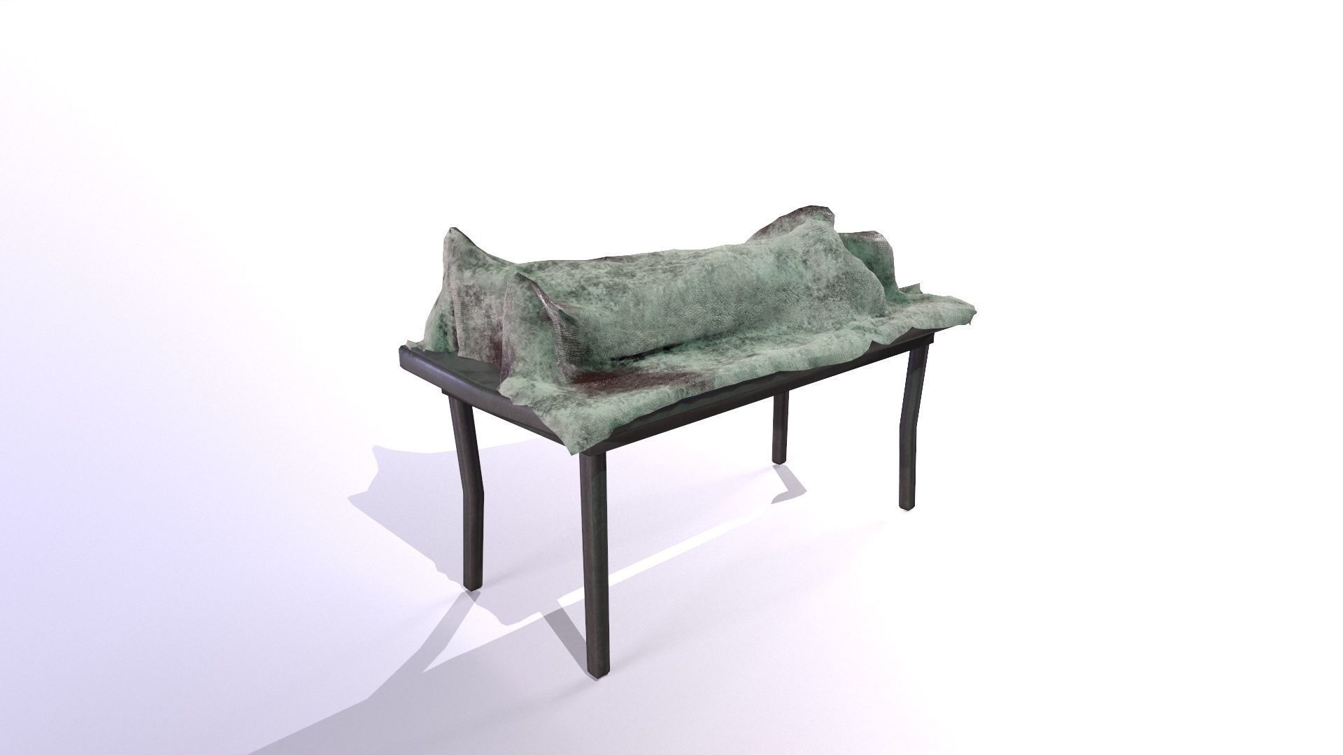 Dead body covered by blanket on an autopsy table PBR Low-poly 3D model_14