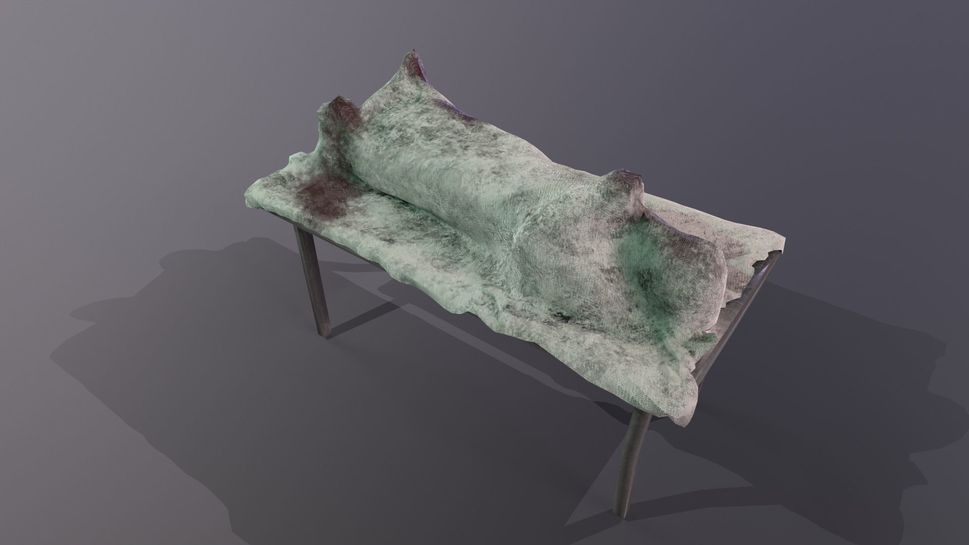 Dead body covered by blanket on an autopsy table PBR Low-poly 3D model_7