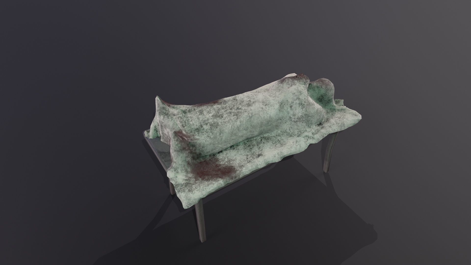 Dead body covered by blanket on an autopsy table PBR Low-poly 3D model_3