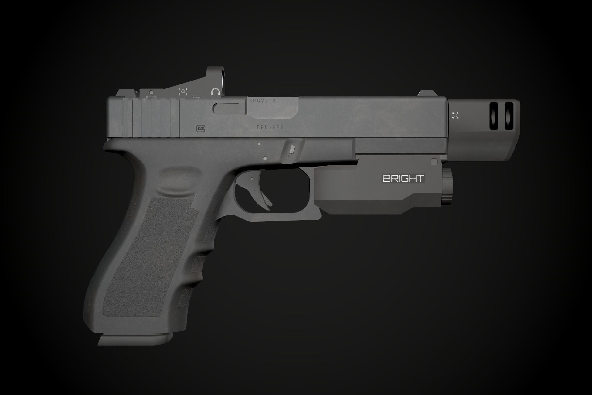 Glock 17 different colors and modifications Low-poly 3D model_9