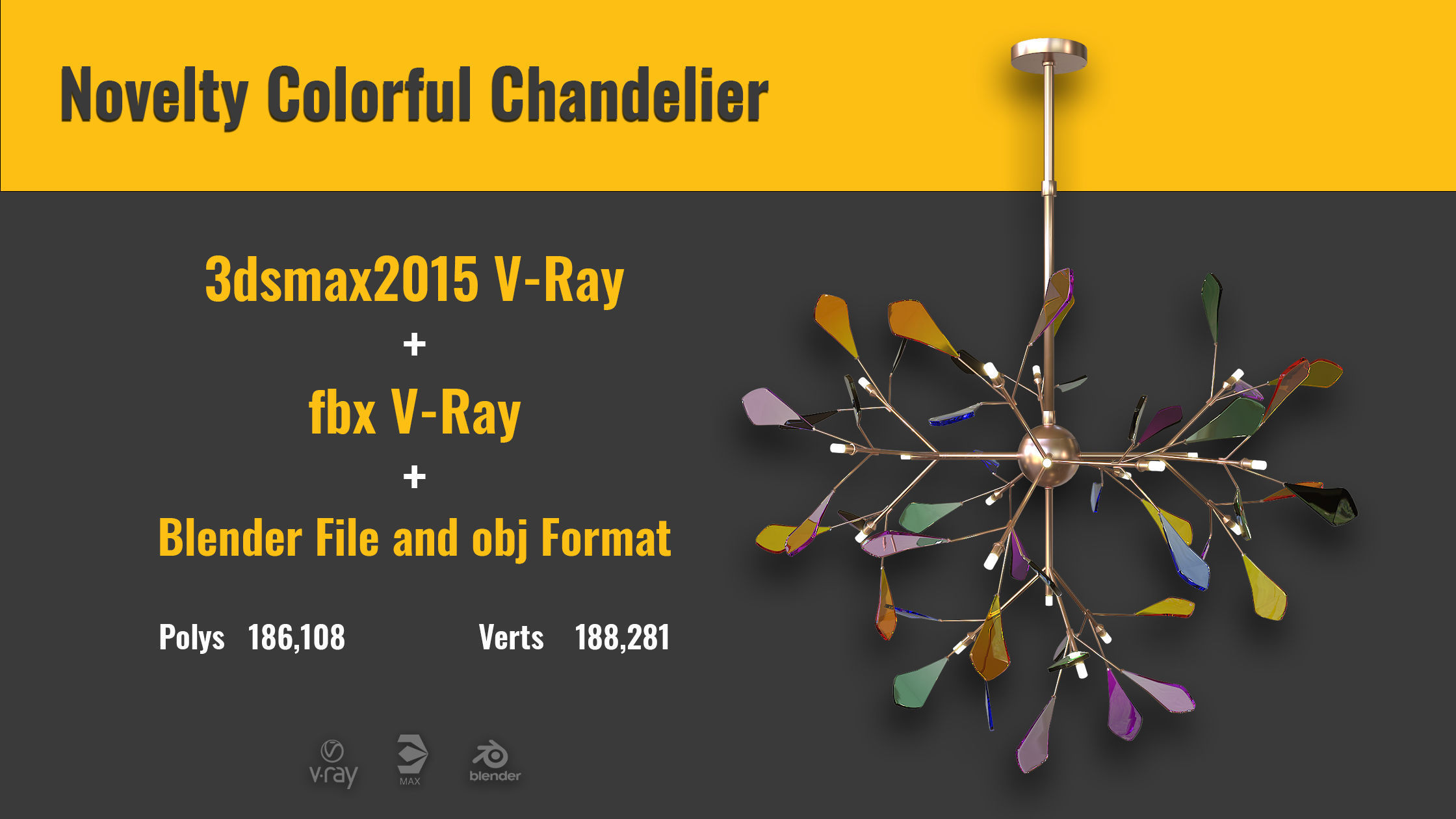 Novelty Colorful Chandelier 3D model_5
