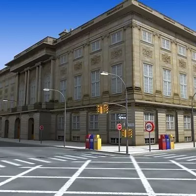 Low poly city block 10 Low-poly 3D model_0