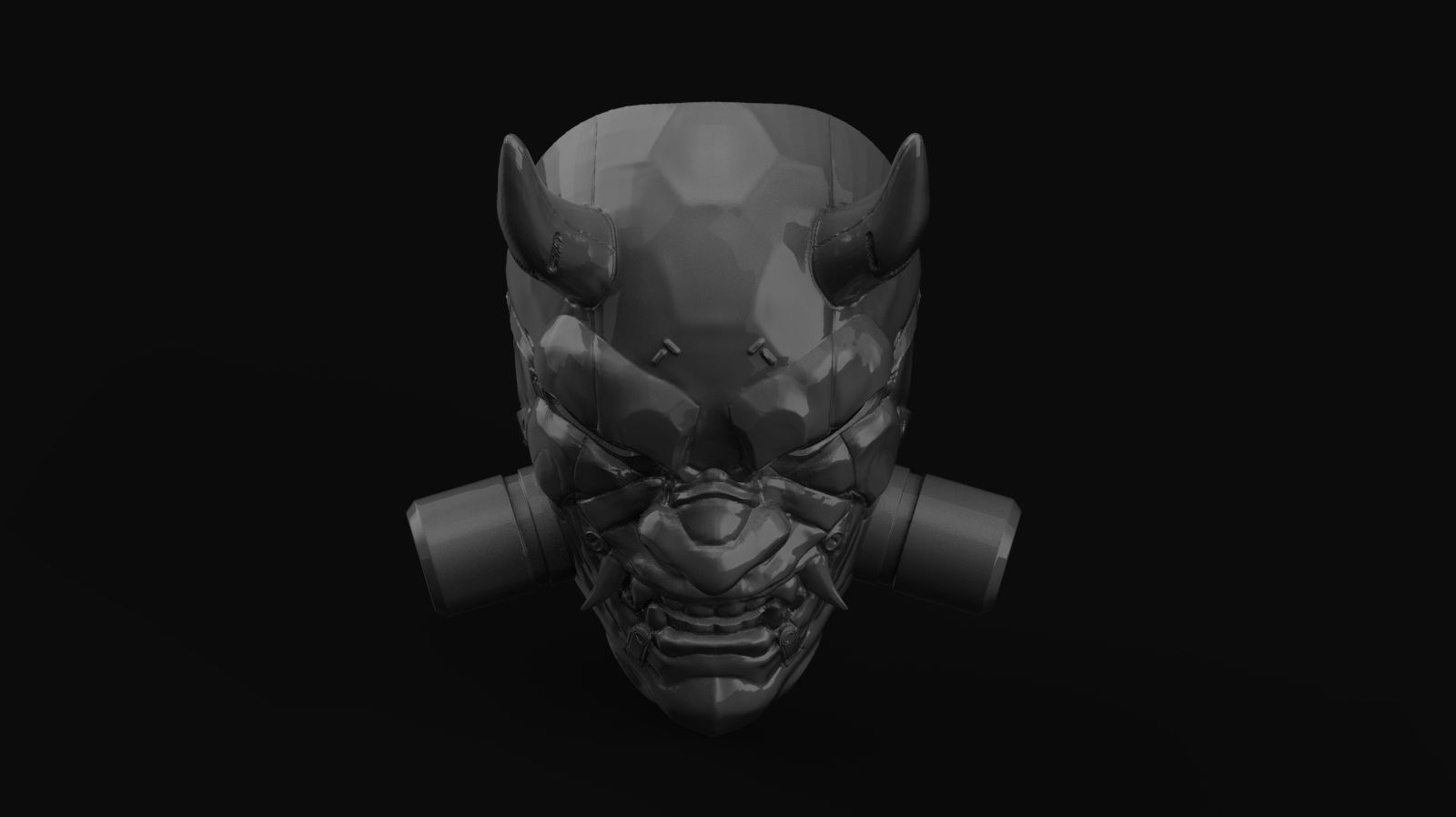 Oni mecha samurai mask 3D print model_4