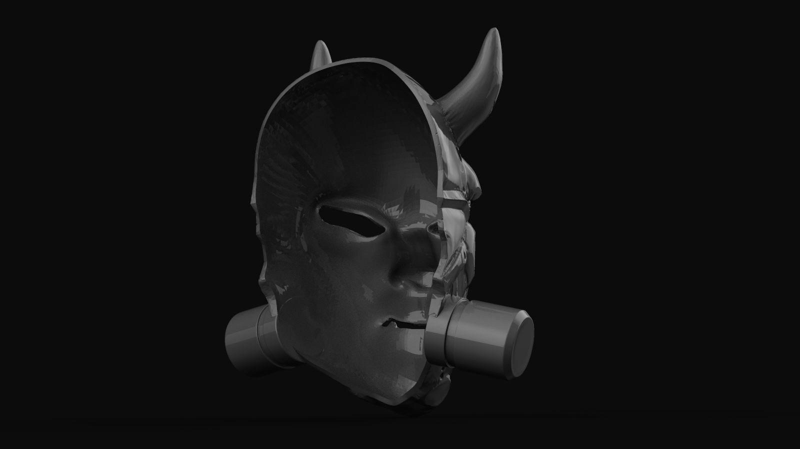 Oni mecha samurai mask 3D print model_3