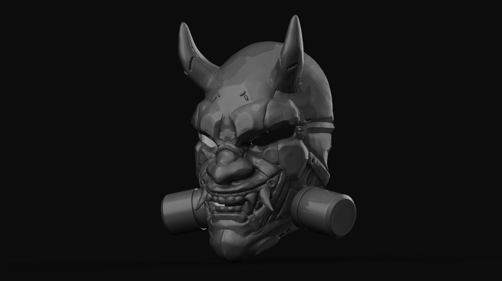Oni mecha samurai mask 3D print model_2