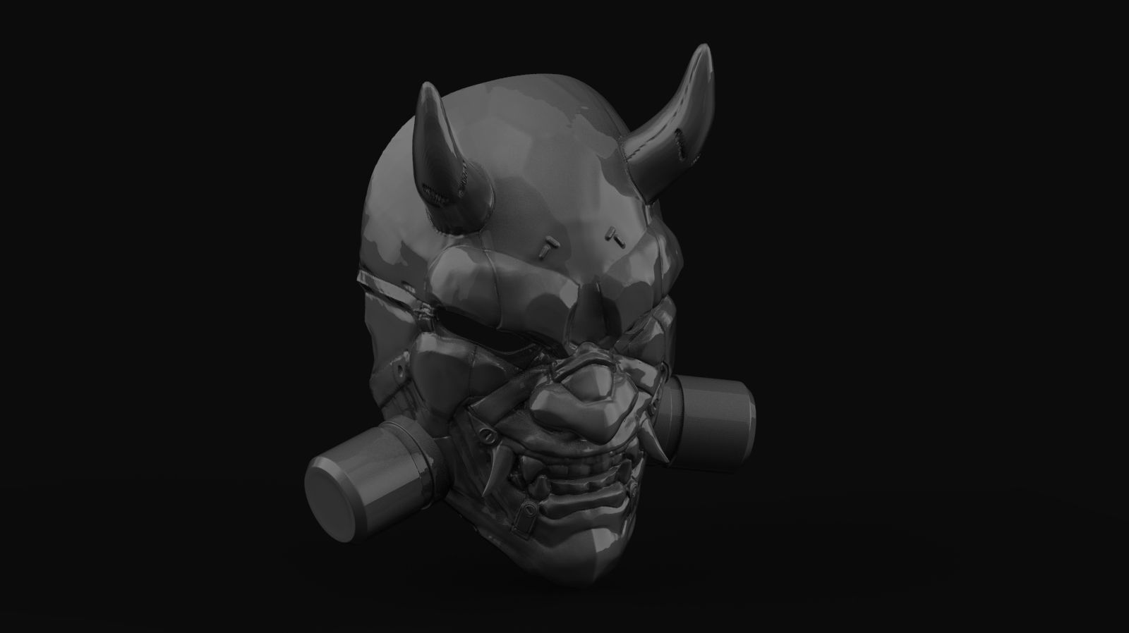 Oni mecha samurai mask 3D print model_6
