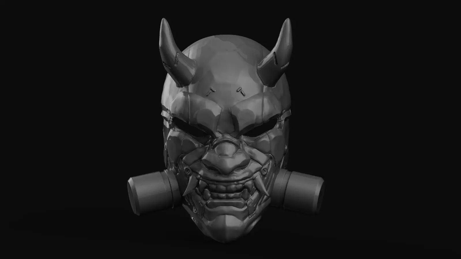 Oni mecha samurai mask 3D print model_0