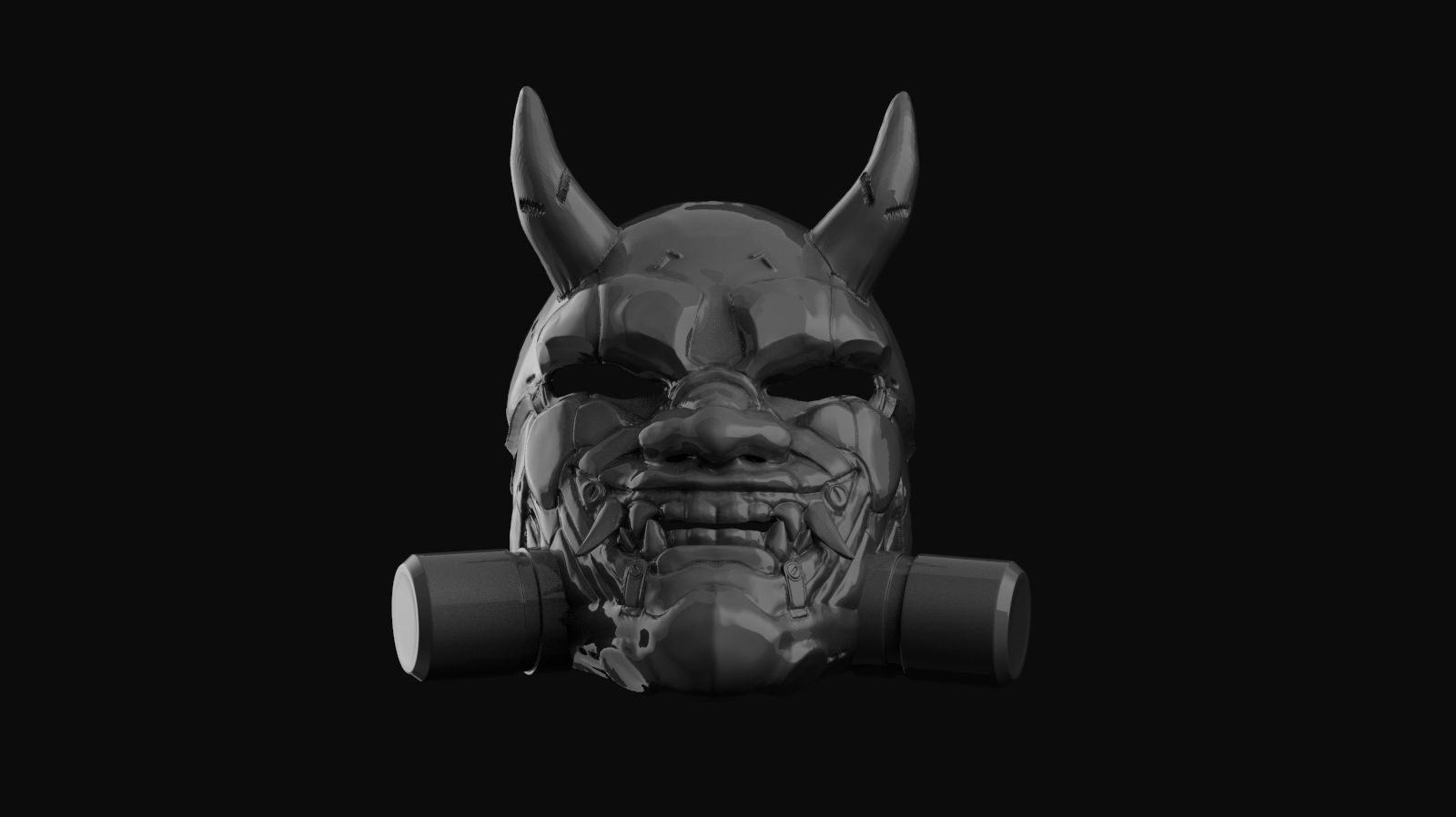Oni mecha samurai mask 3D print model_5