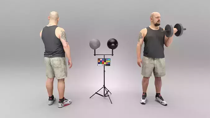 Man with dumbbell 368 Low-poly 3D model