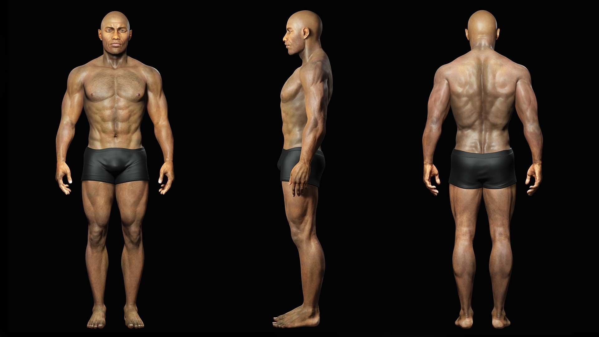 Realistic African American Man G1 Low-poly 3D model_1
