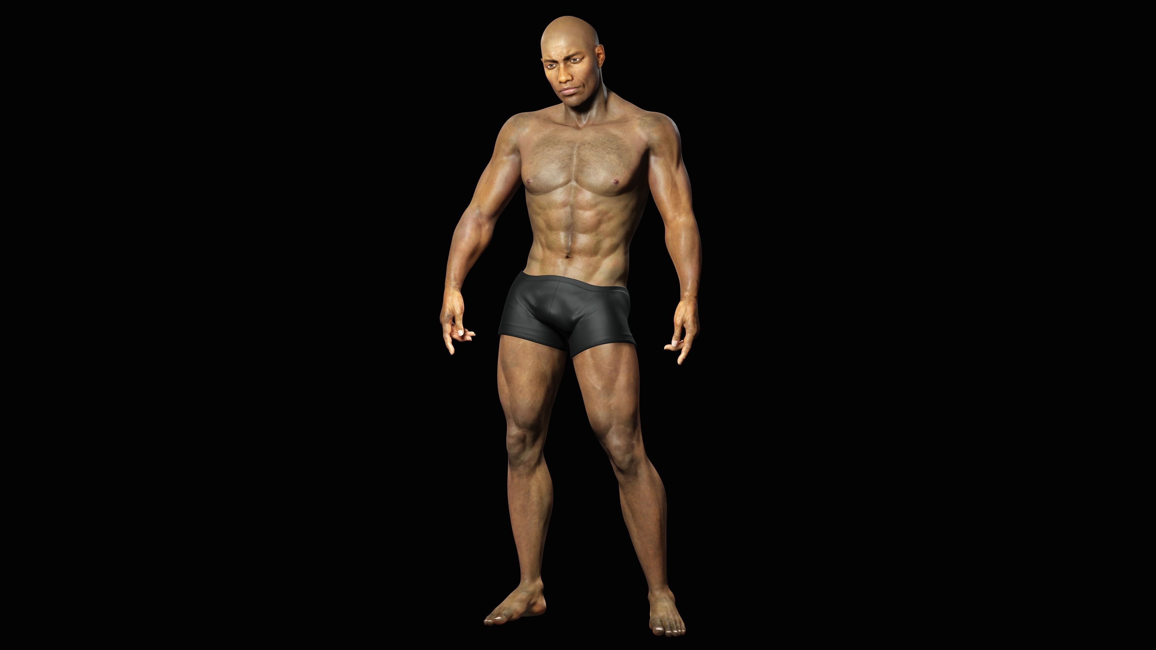Realistic African American Man G1 Low-poly 3D model_12