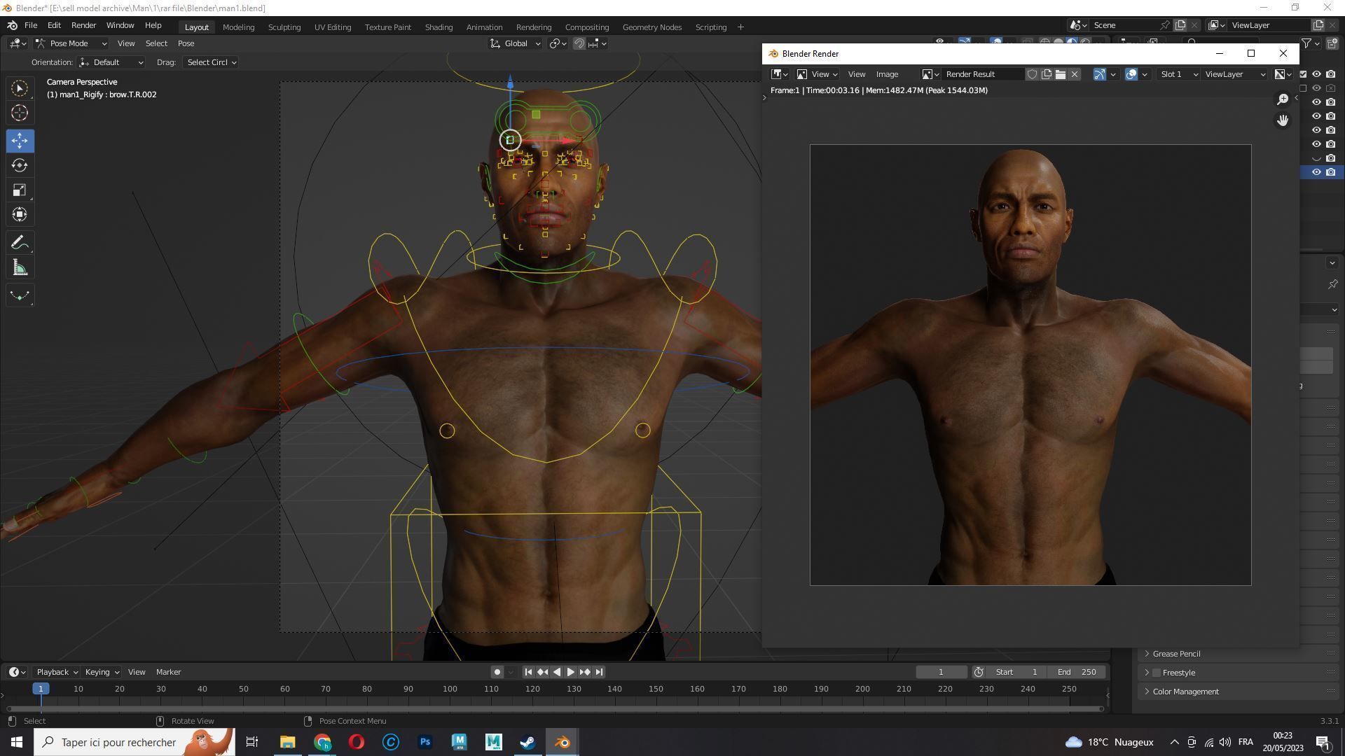 Realistic African American Man G1 Low-poly 3D model_19