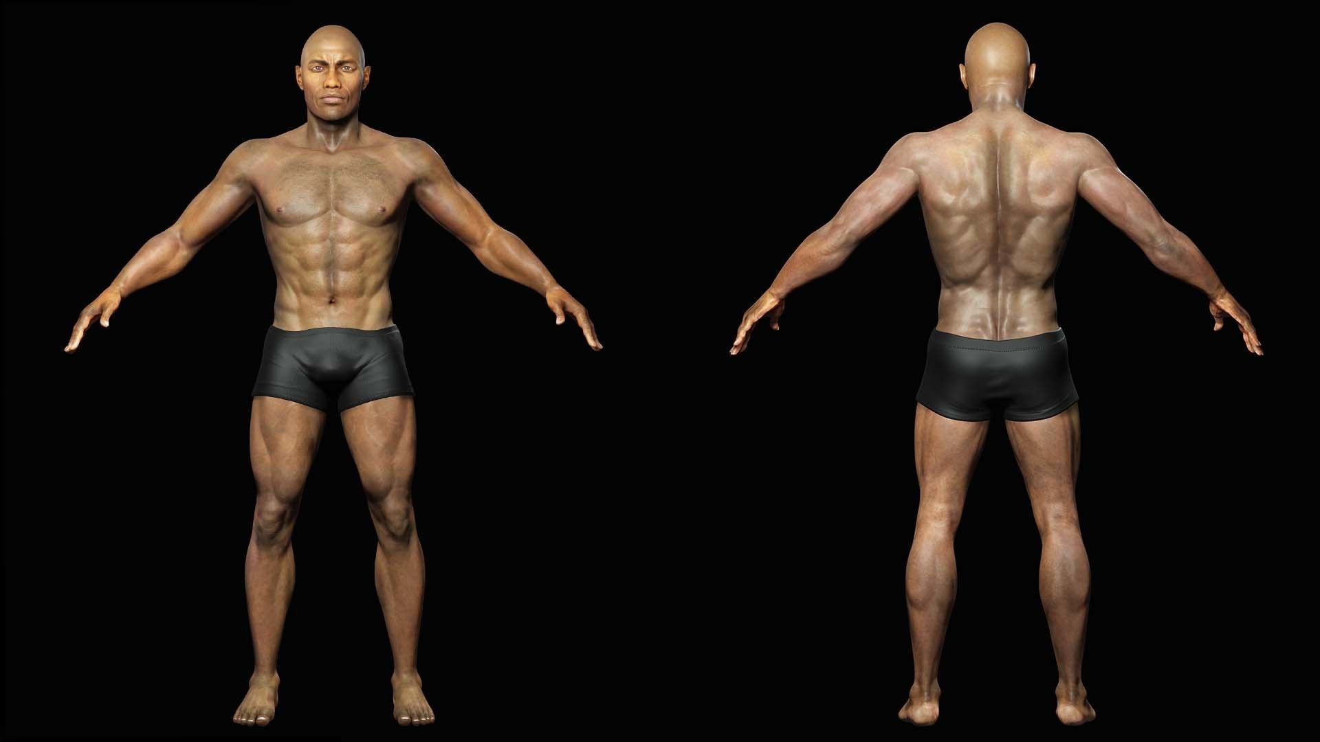 Realistic African American Man G1 Low-poly 3D model_2