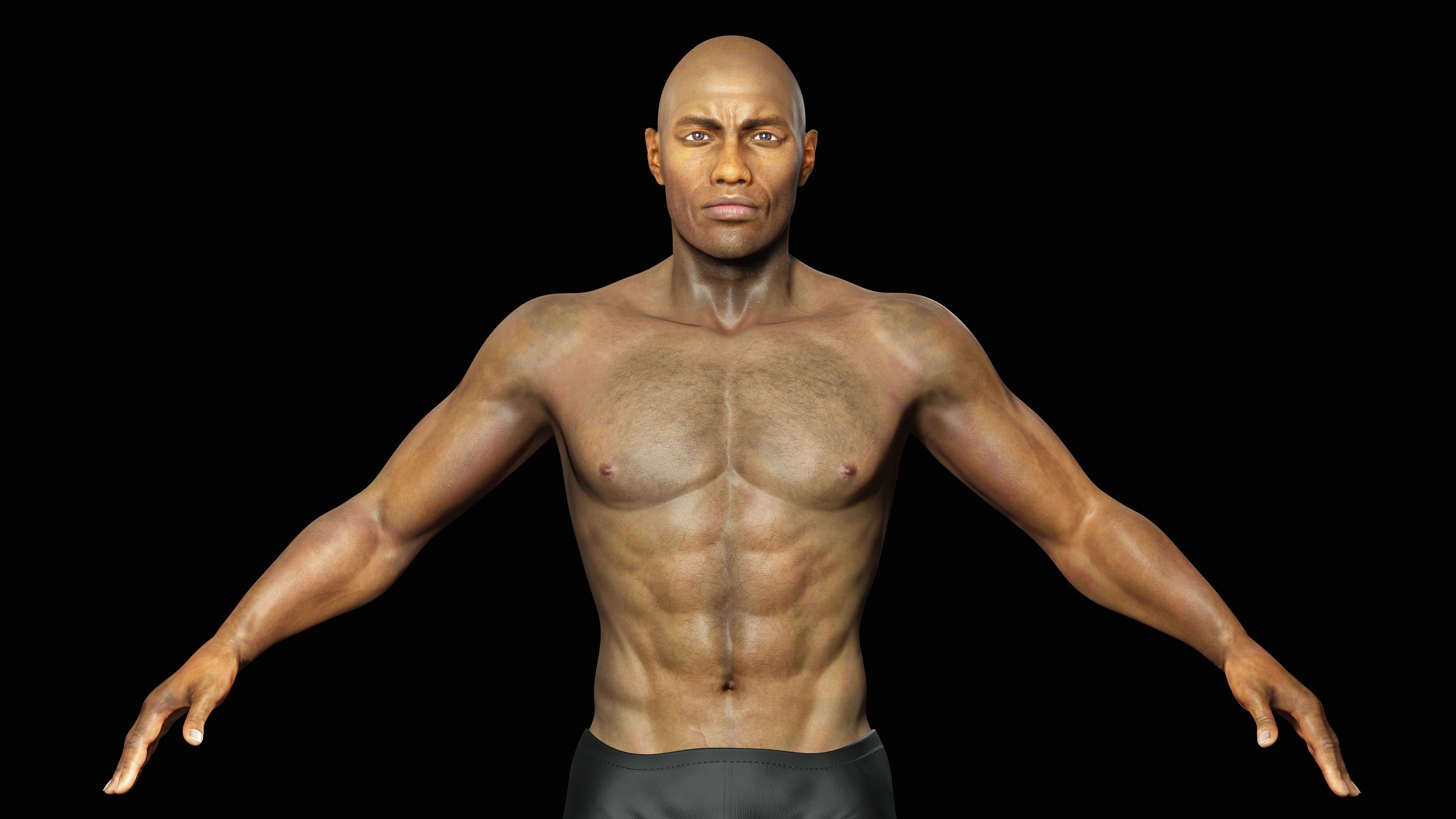 Realistic African American Man G1 Low-poly 3D model_3