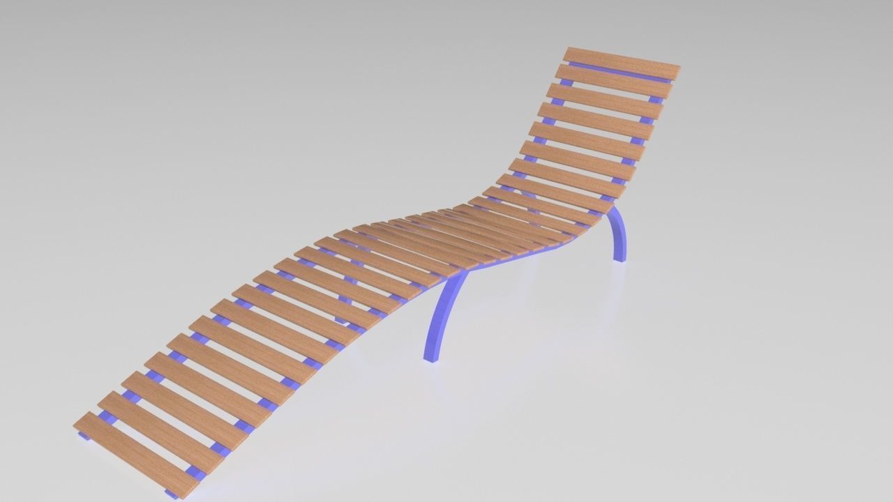 Sunbed lounge chair Low-poly 3D model_1