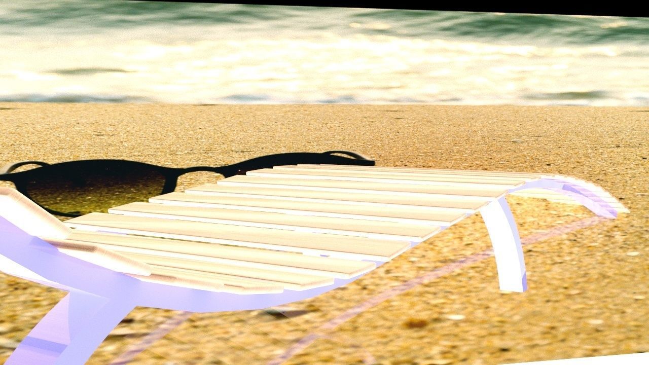 Sunbed lounge chair Low-poly 3D model_3