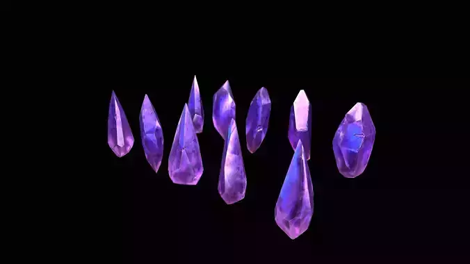 Low Poly Gem Pbr Set amethyst crystal