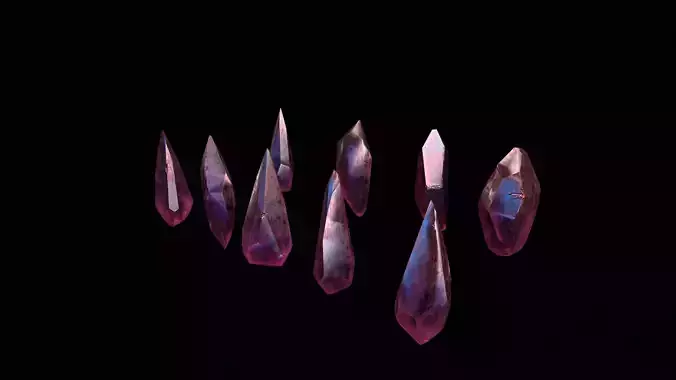 Low poly Gem pbr set tourmaline