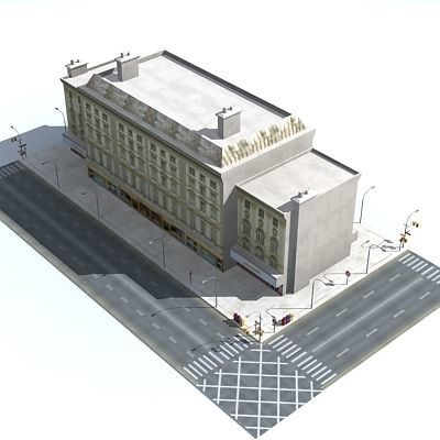 Low poly city block 12 Low-poly 3D model_1