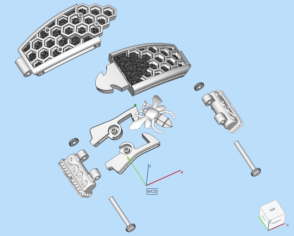 Exclusive mens bracelet with a bee and honeycombs 727 3D print model_14