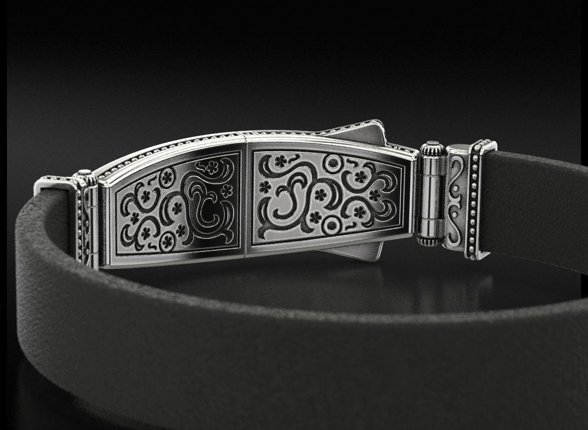 Exclusive mens bracelet with a bee and honeycombs 727 3D print model_5