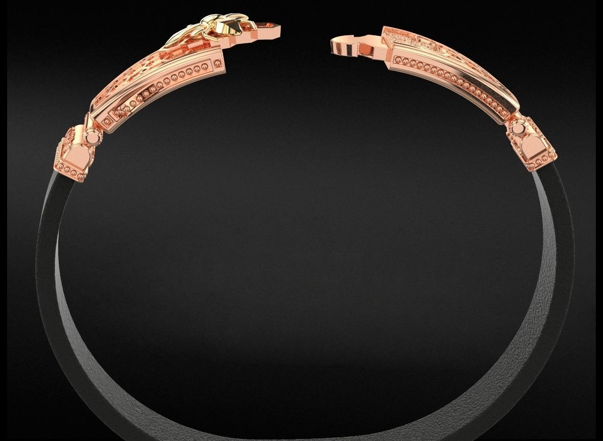 Exclusive mens bracelet with a bee and honeycombs 727 3D print model_11