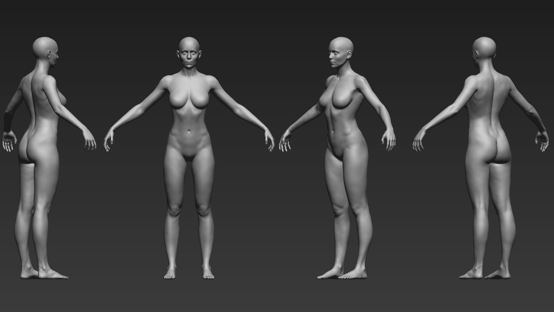 Female BaseMesh Low-poly 3D model_11