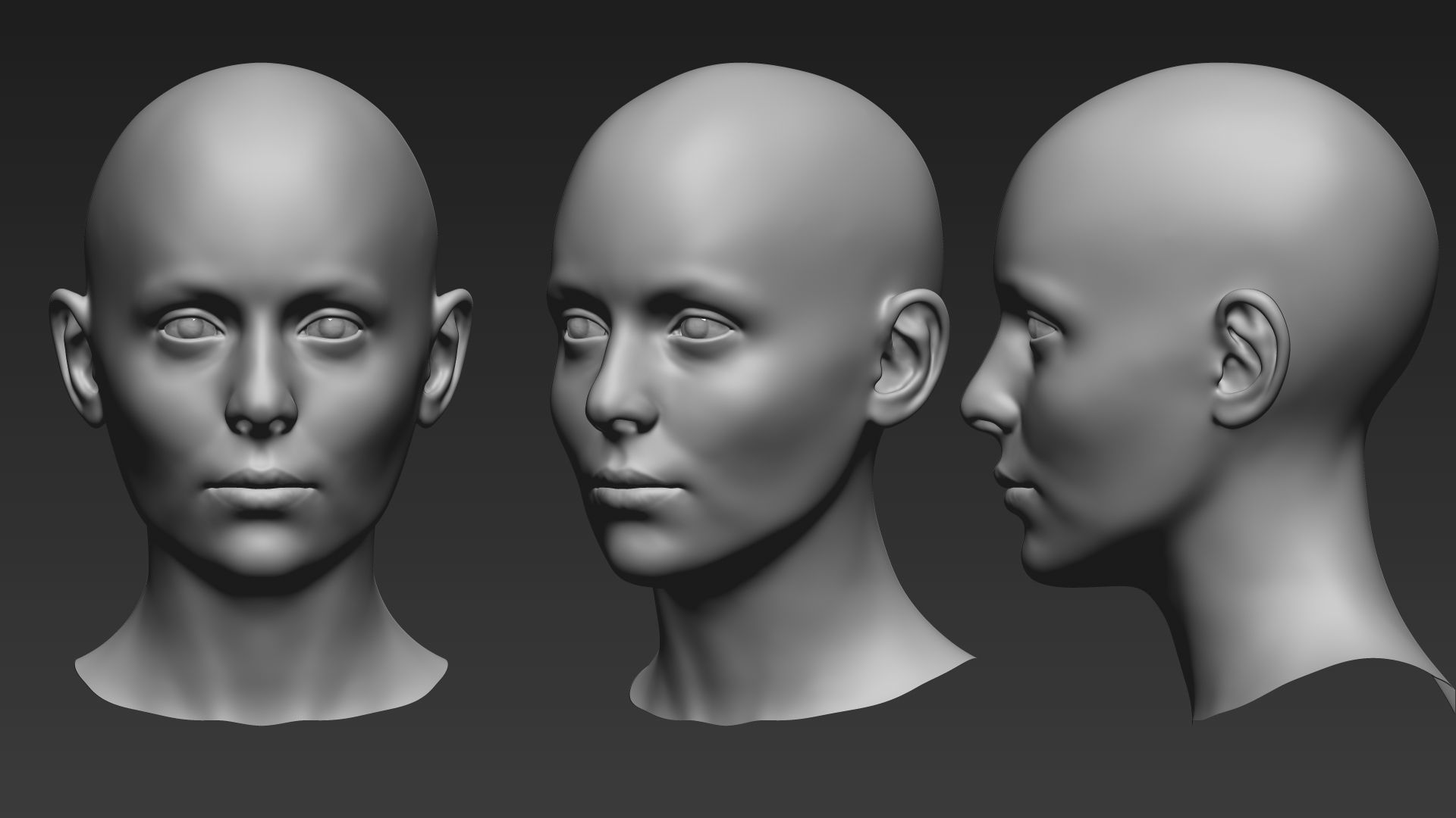 Female BaseMesh Low-poly 3D model_6