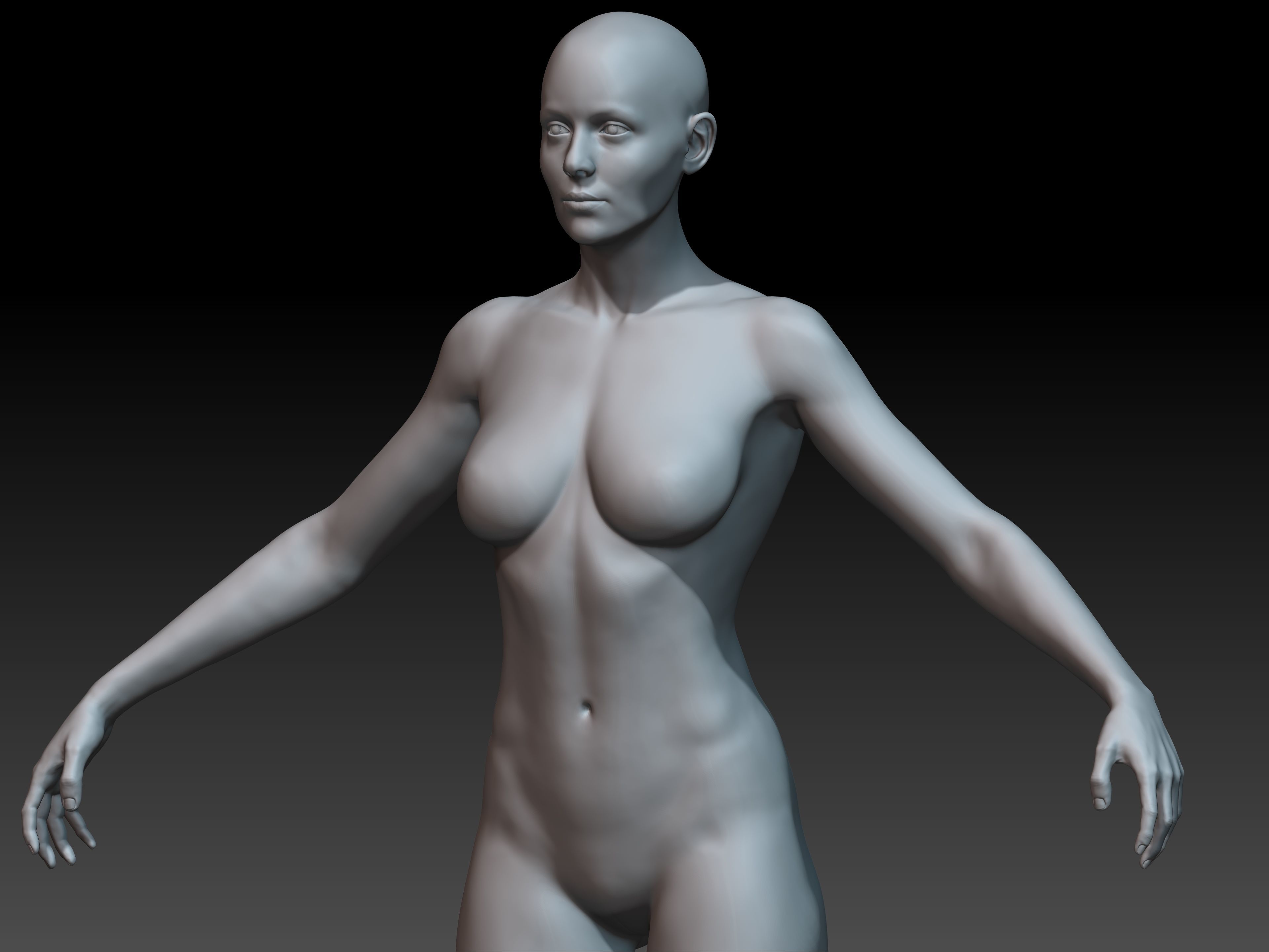 Female BaseMesh Low-poly 3D model_2