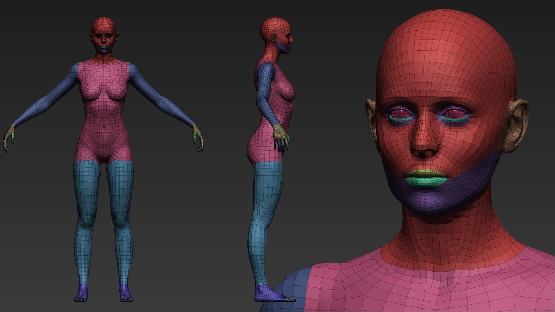 Female BaseMesh Low-poly 3D model_5