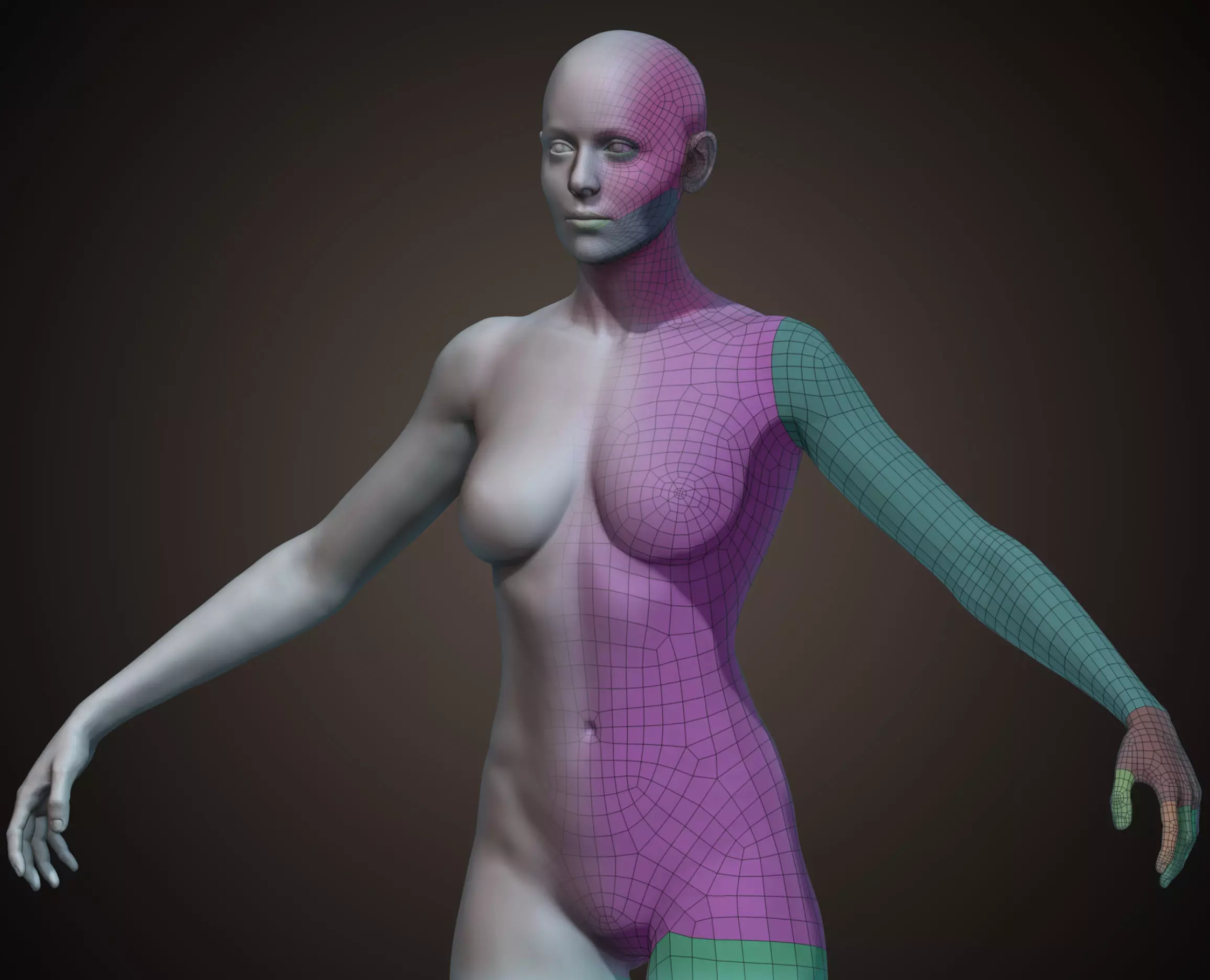 Female BaseMesh Low-poly 3D model_0