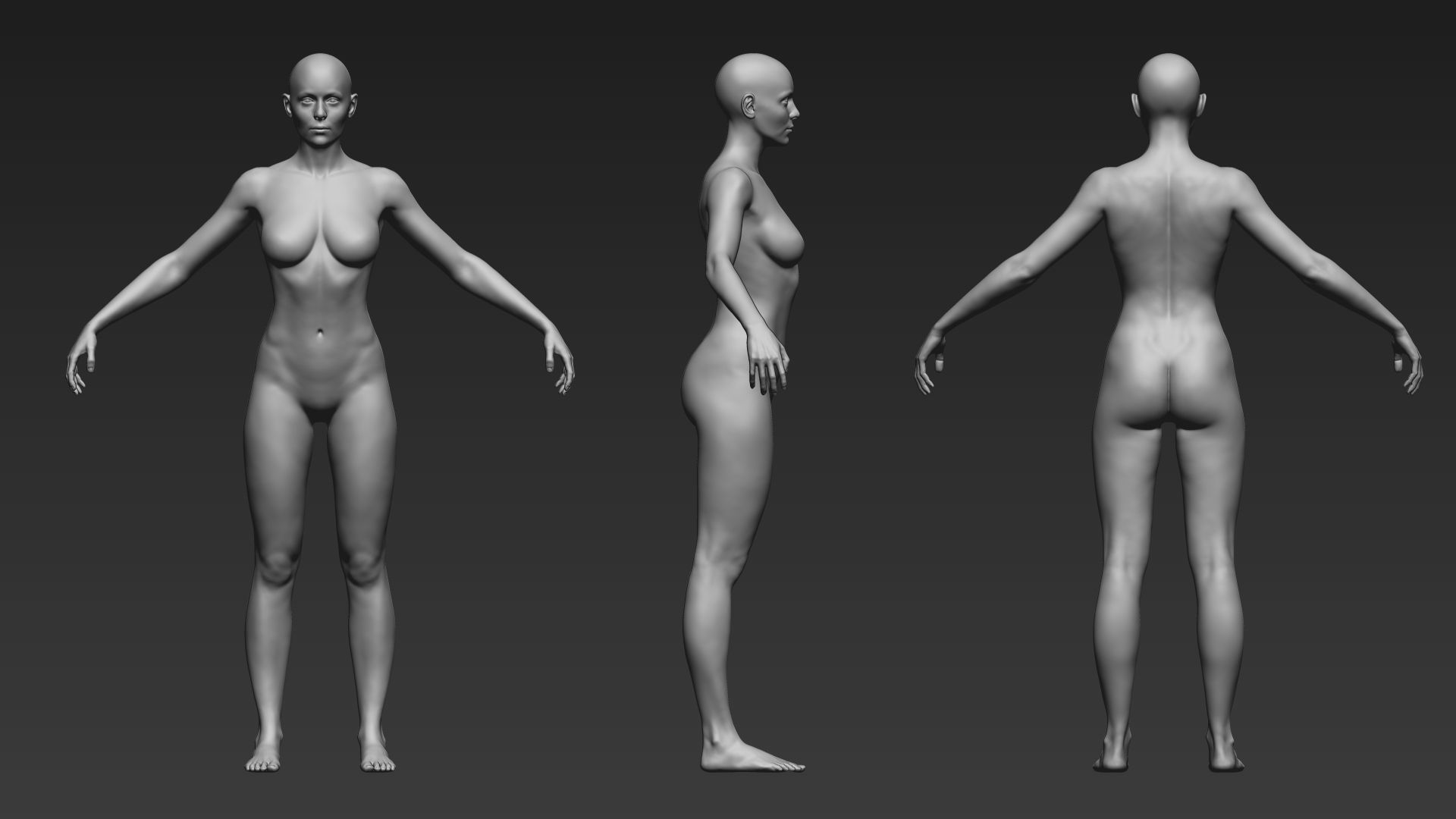 Female BaseMesh Low-poly 3D model_4