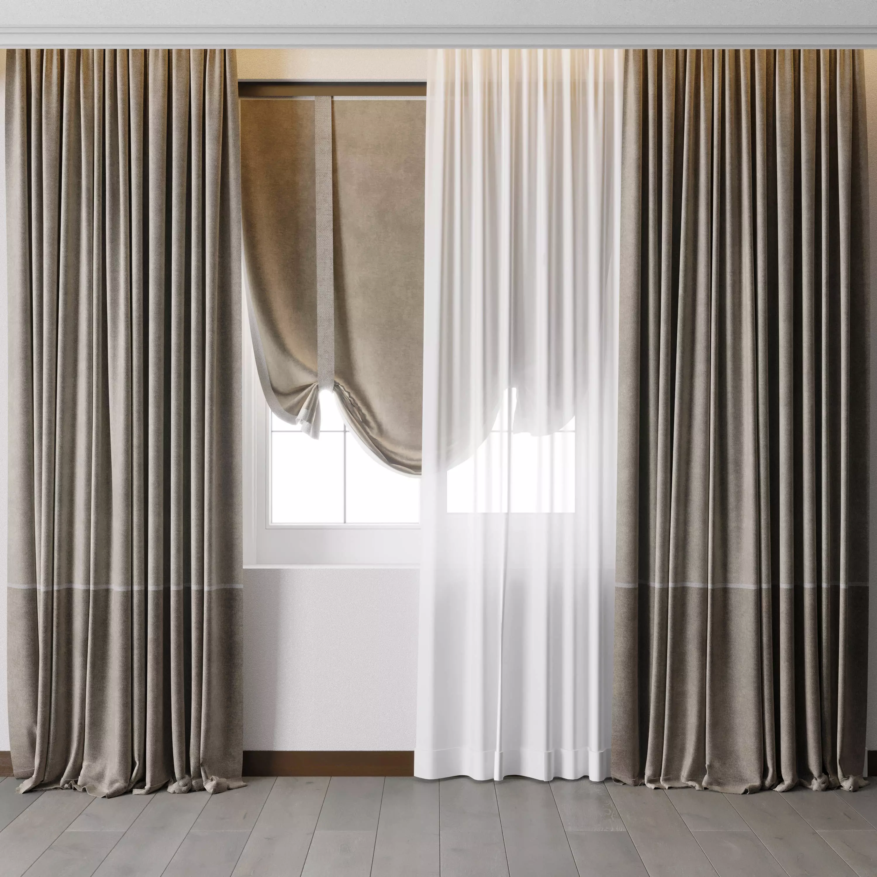 Hadi Curtain With Roman Blind 68 Low-poly 3D model_0