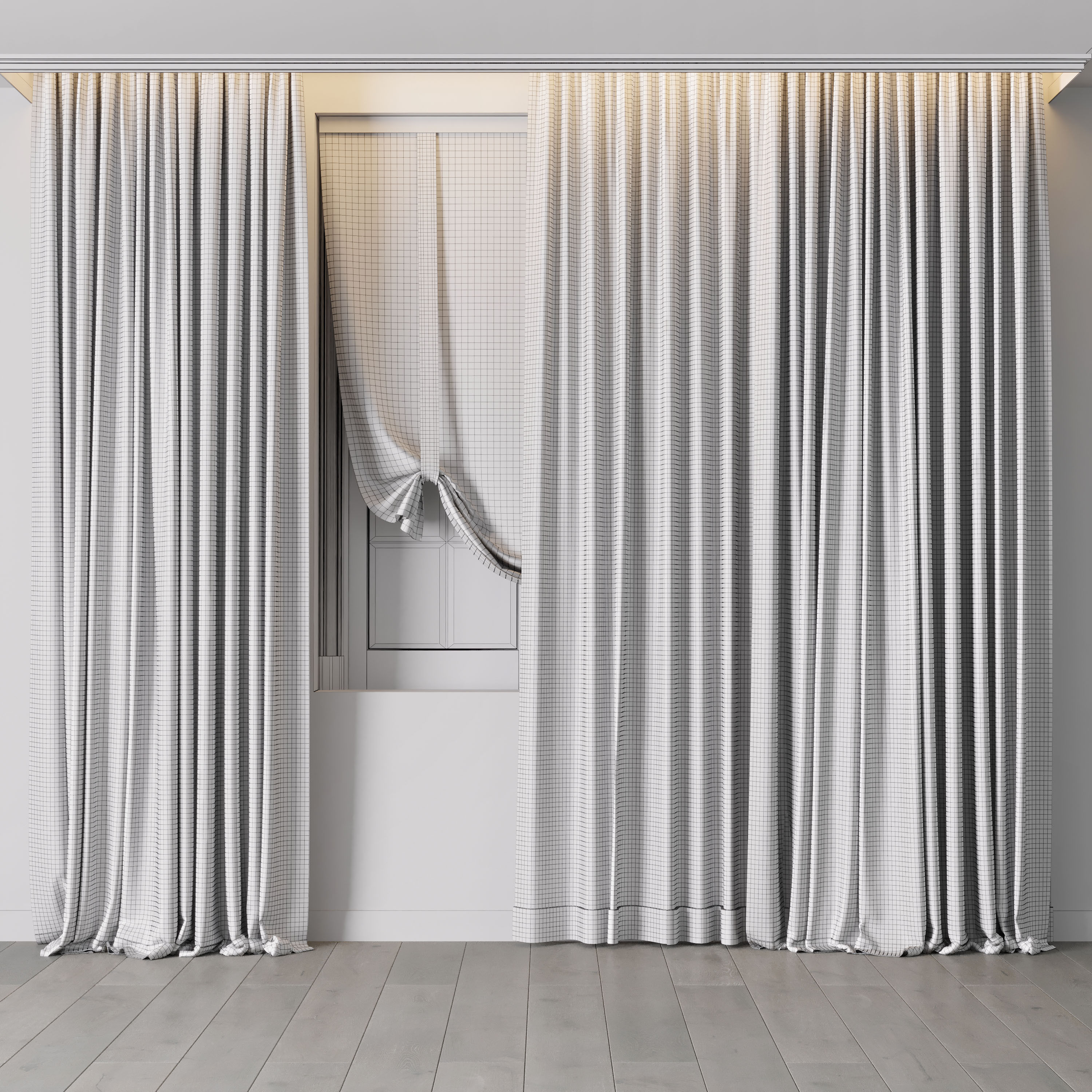 Hadi Curtain With Roman Blind 68 Low-poly 3D model_4