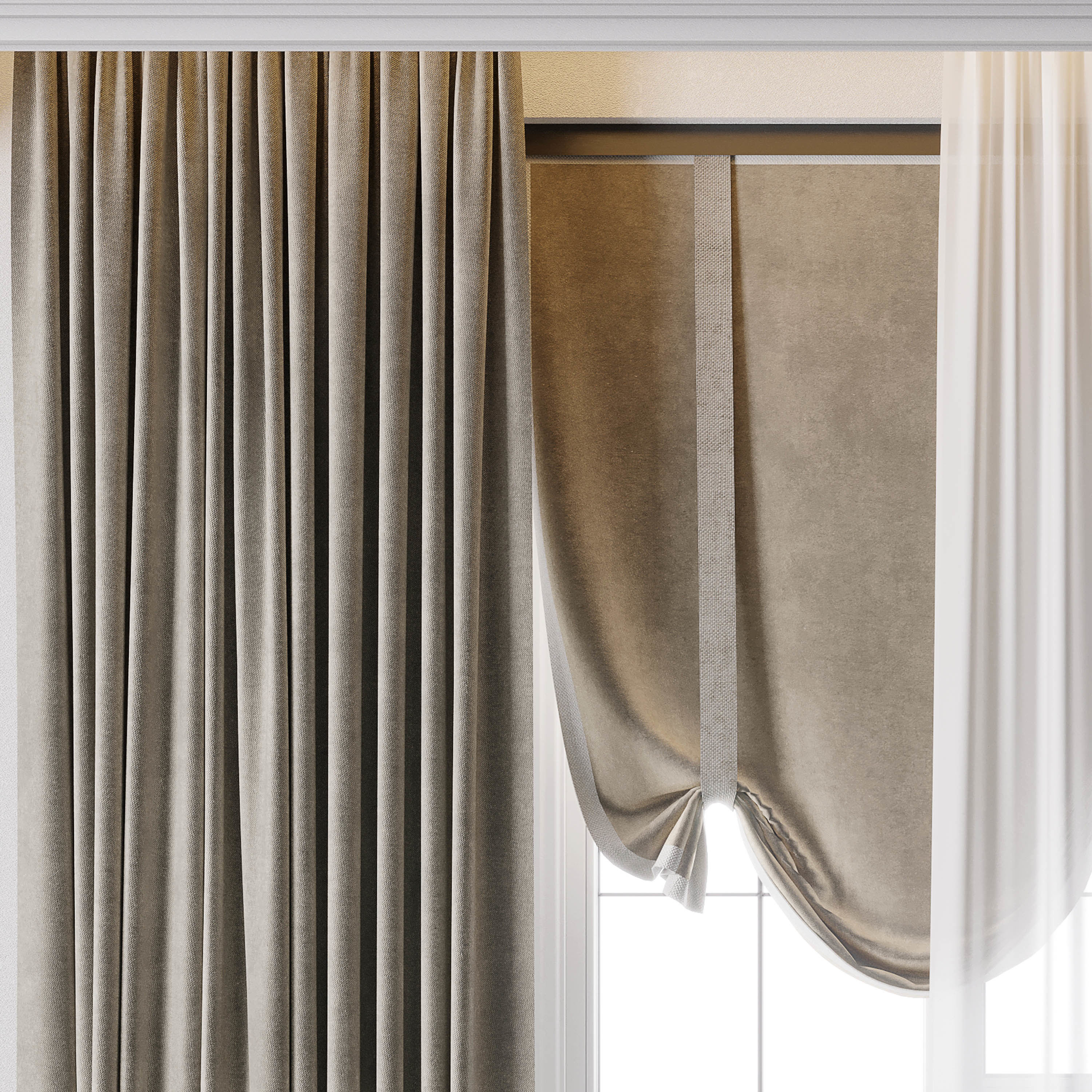 Hadi Curtain With Roman Blind 68 Low-poly 3D model_2