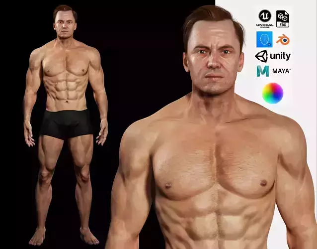 Male Naked G1 Low-poly 3D model