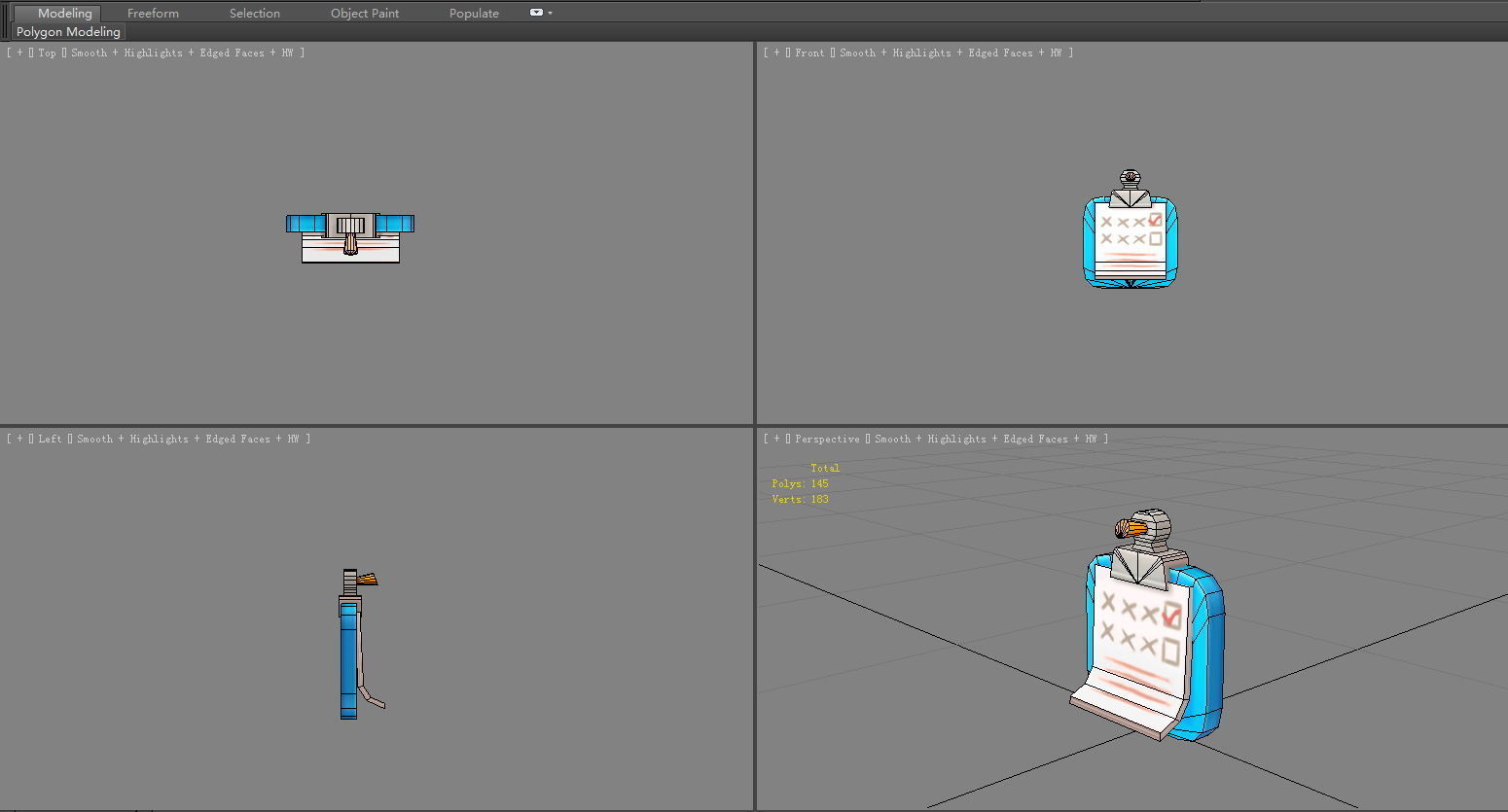 cartoon sticky note Low-poly 3D model_4