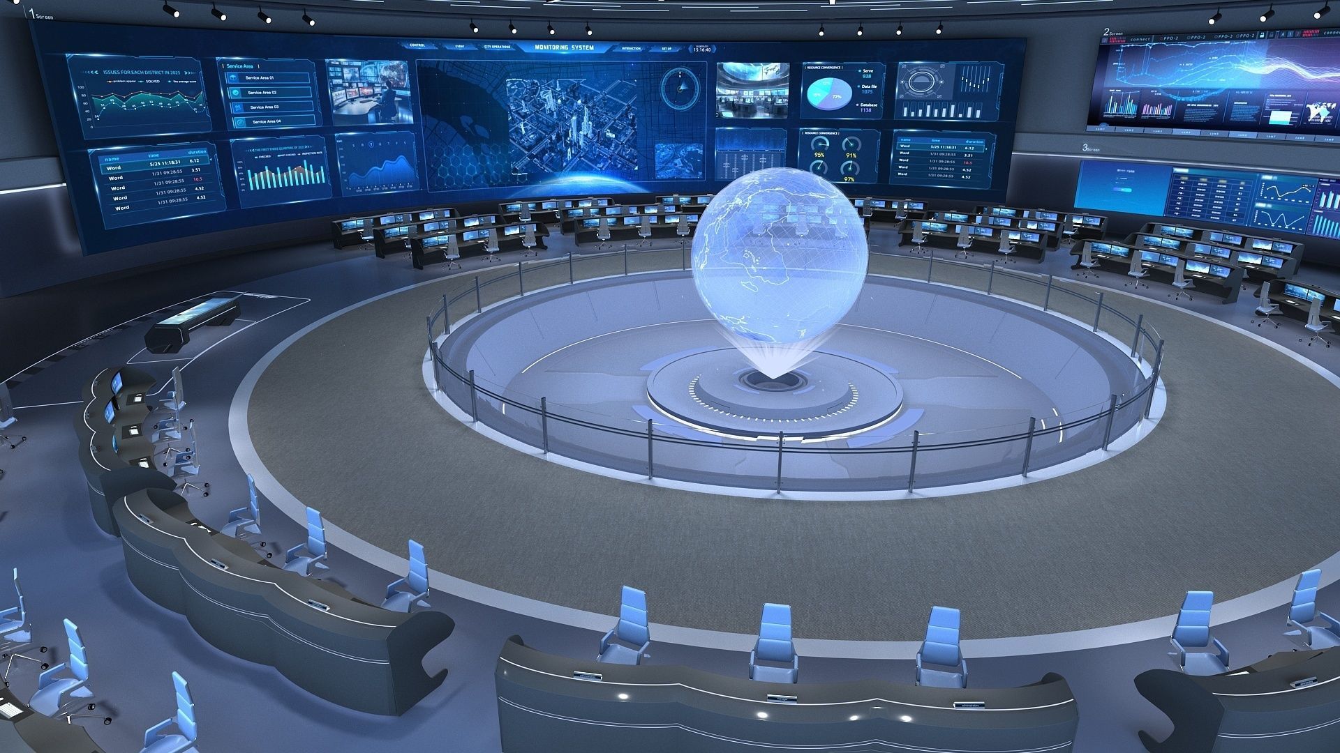 Control Room Monitoring room command center 3D model | CGTrader