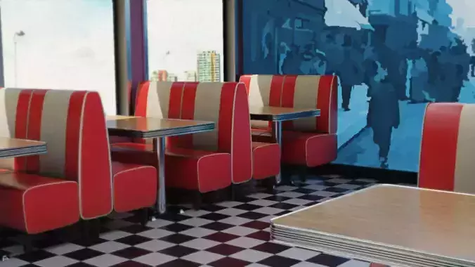 American Diner Set Low-poly 3D model