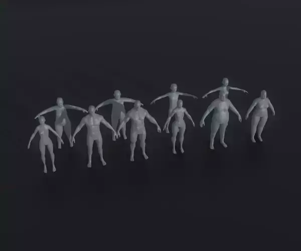 Human Body Base Mesh Animated Rigged 20k Polygons 10 3D Models 3D Model Collection