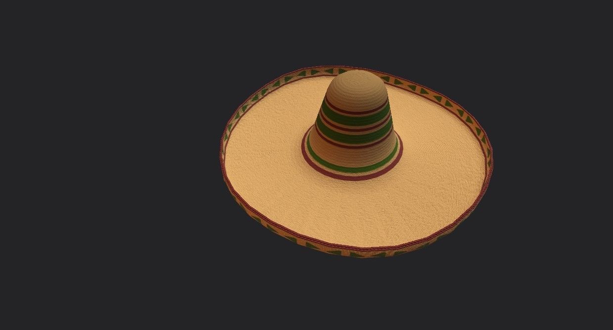 Sombrero mexican Low-poly 3D model_4