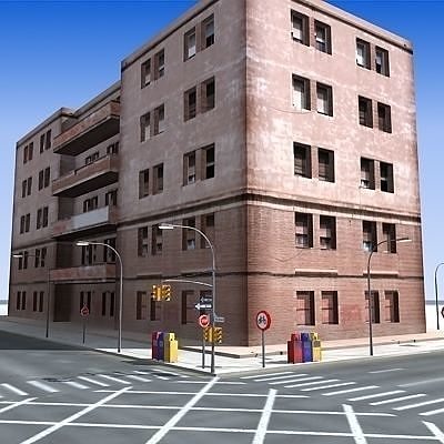 Low poly city block 14 Low-poly 3D model