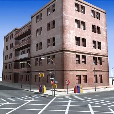 Low poly city block 14 Low-poly 3D model_0