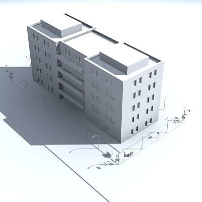 Low poly city block 14 Low-poly 3D model_2