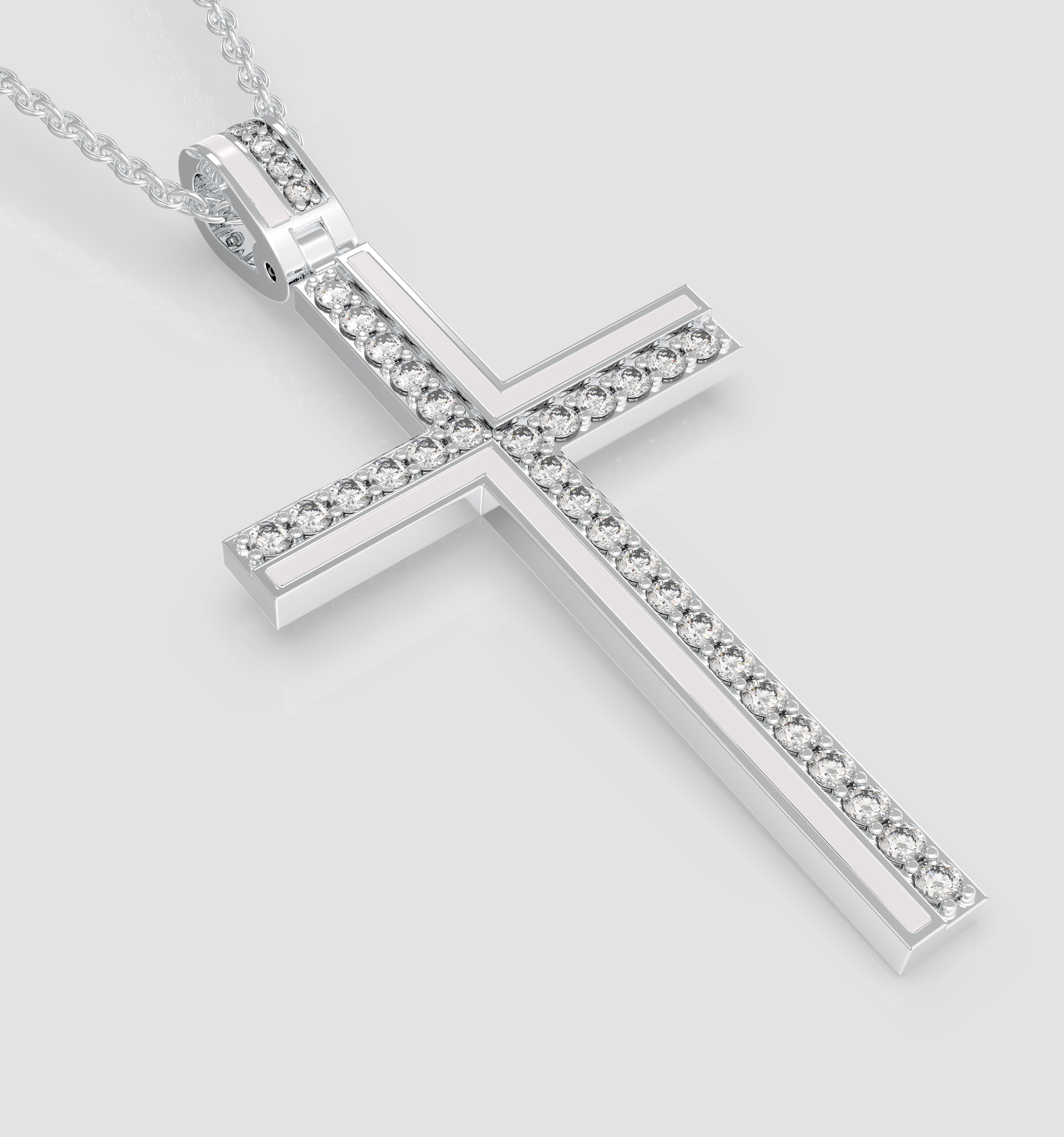 Fashion enamel cross with diamonds and modern hanger STL format Free 3D print model_1