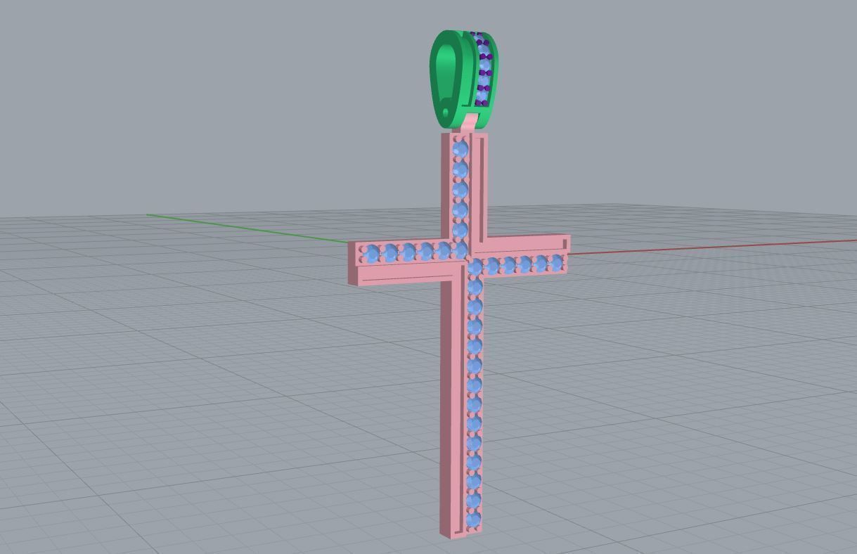 Fashion enamel cross with diamonds and modern hanger STL format Free 3D print model_8
